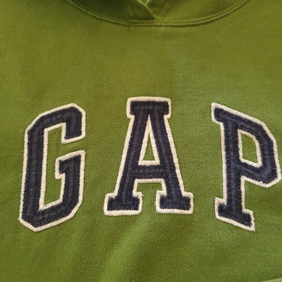 VTG GAP 2000s Womens Classic Brand Logo Spell Out Cropped Hoodie Green Navy✨️M - Picture 7 of 10
